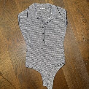 Zara Navy and White Striped Top